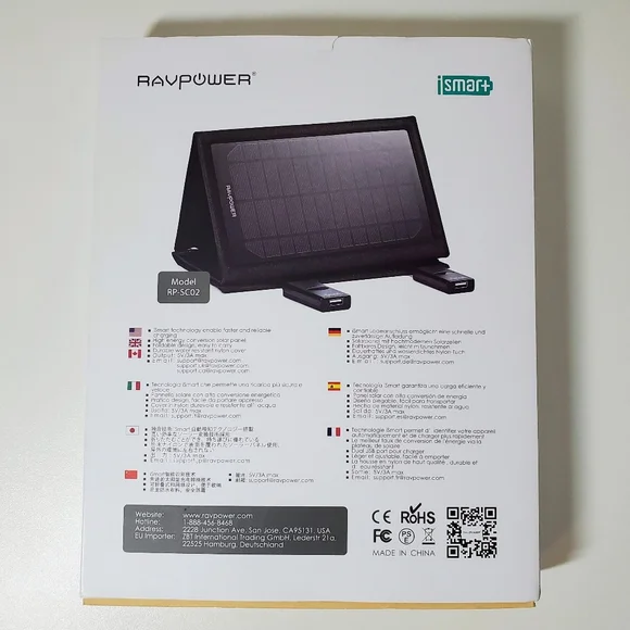 RAVPower 15W Foldable Solar Charger W/Dual USB Port - RP-SC02 - NWT